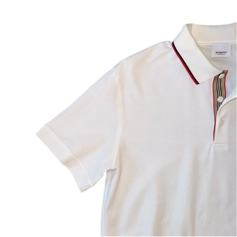 Burberry Men’s White Polo Shirt with Black Logo